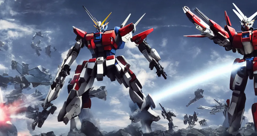 Prompt: Photorealistic Gundam, Realistic, Lasers, Guns, Weapons, Robot, Giant Fighting Robot, Robot with guns