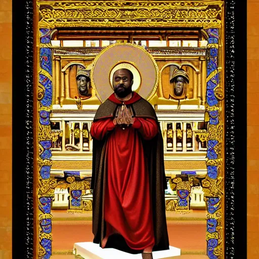 Prompt: saint kanye west byzantine roman vatican classicism art