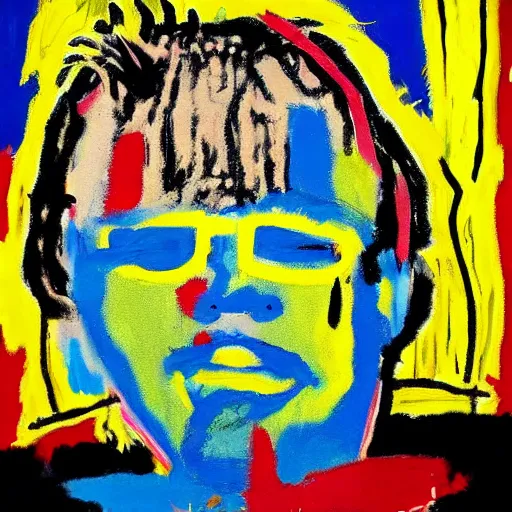 Image similar to jerry garcia portrait painted by jean michel - basquiat