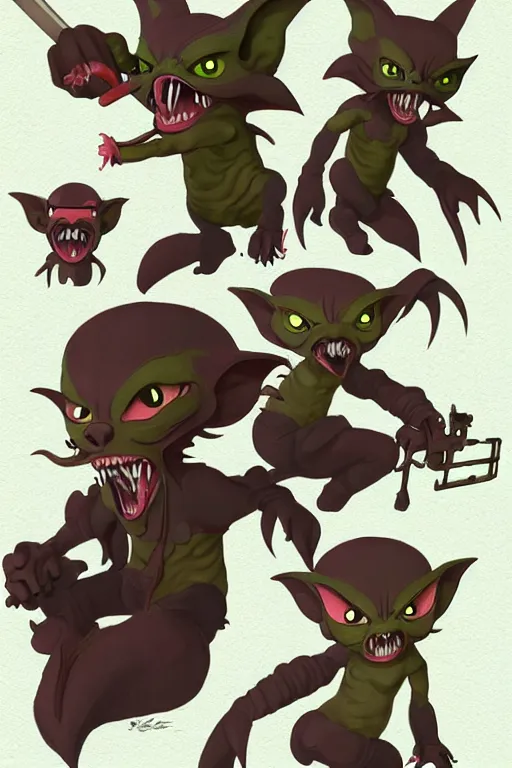 Prompt: badass gremlin character by ghibli studio