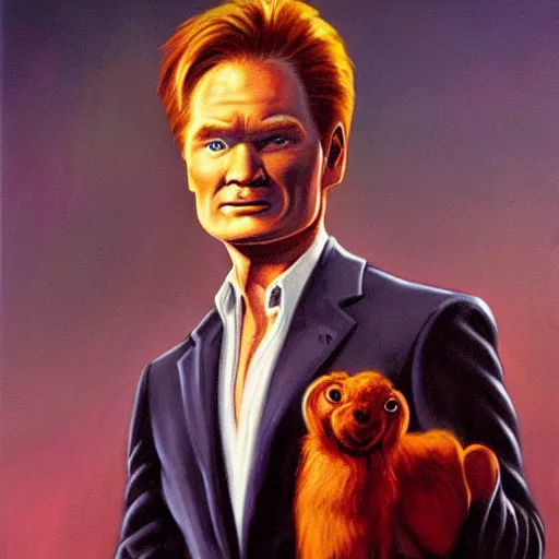 Image similar to conan o'brien painted by boris vallejo