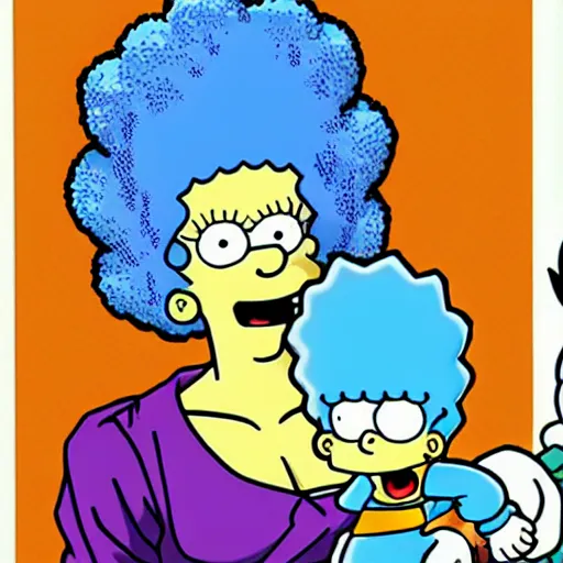 Prompt: marge simpson and her new family from dragon ball z drawn by akira toriyama