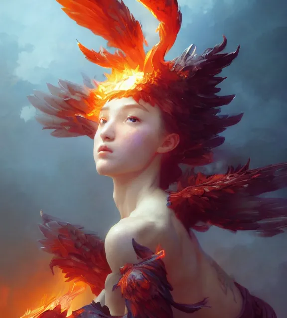 Prompt: a phoenix bathed in flames, by ruan jia and artgerm and range murata and wlop and ross tran and william - adolphe bouguereau and beeple. key art. fantasy illustration. award winning, artstation, intricate details, realistic, hyperdetailed, 8 k resolution.