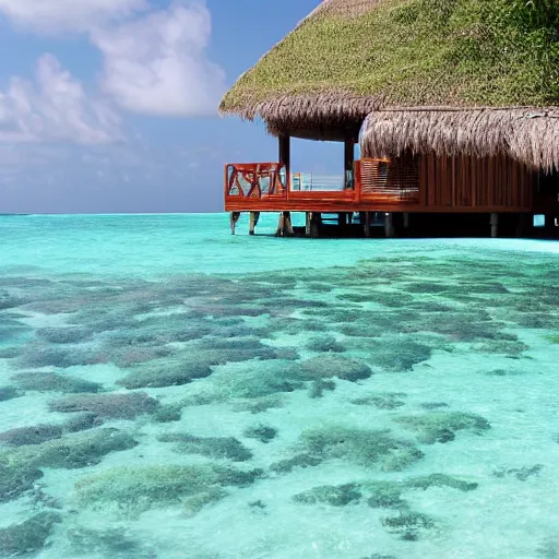 Prompt: a picture of the Maldives on a beach