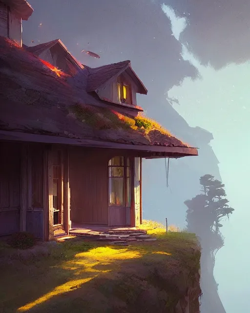 Image similar to beautiful house in big sur, details, sharp focus, illustration, by jordan grimmer and greg rutkowski, trending artstation, pixiv, digital art