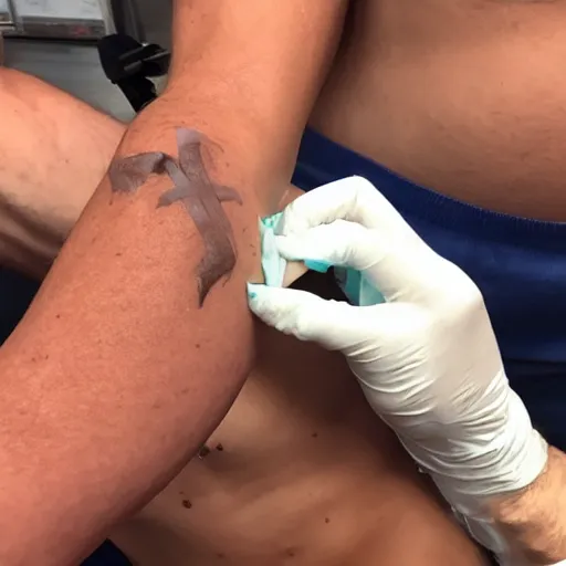 Image similar to A photo of Anthony Fauci injecting heroin into his right arm