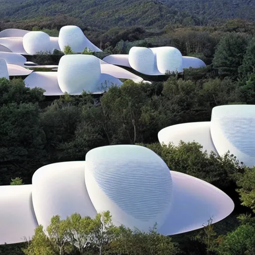 Image similar to a building in a stunning landscape by toyo ito