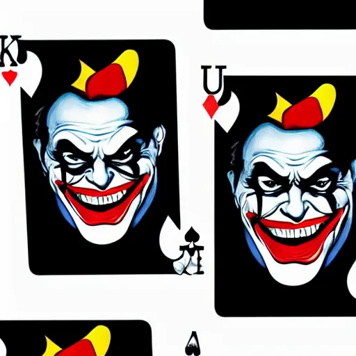 Prompt: joker face, playing cards