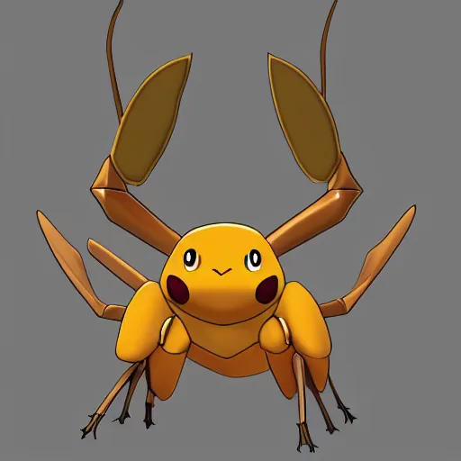 Image similar to A pokemon looks like a stag beetle,Trending on art station. Unreal engine.