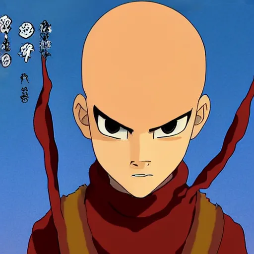 Prompt: Avatar Aang in the style of Studio Ghibli, detailed face