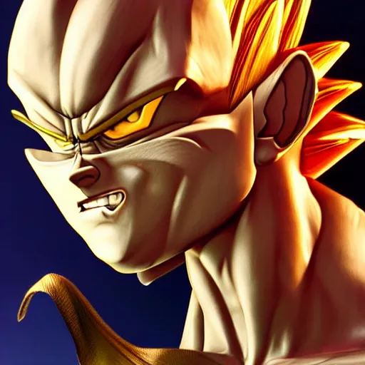 Image similar to Ray-traced vegeta, by artgerm