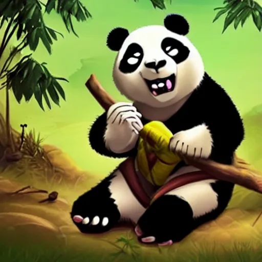 Prompt: panda zombie, animated film