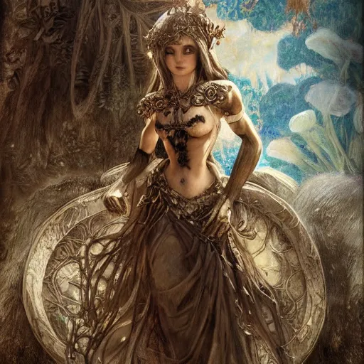 Prompt: beautiful princess, intricate detail, royo, klimt, miro, vallejo, frazetta, giger, whealan, hd, unreal engine,