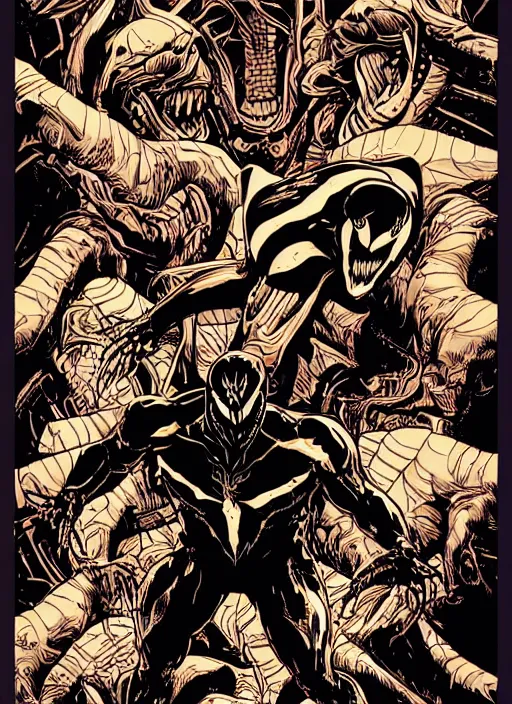 Prompt: alternative movie poster for venom by laurie greasley and tristan eaton