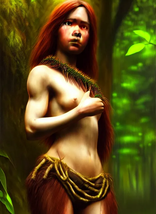 Image similar to photo of an amazon forest girl in the style of anders zorn, realistic, full body shot, sharp focus, 8 k high definition, insanely detailed, intricate, elegant, art by stanley lau and artgerm, dark, gloomy street background