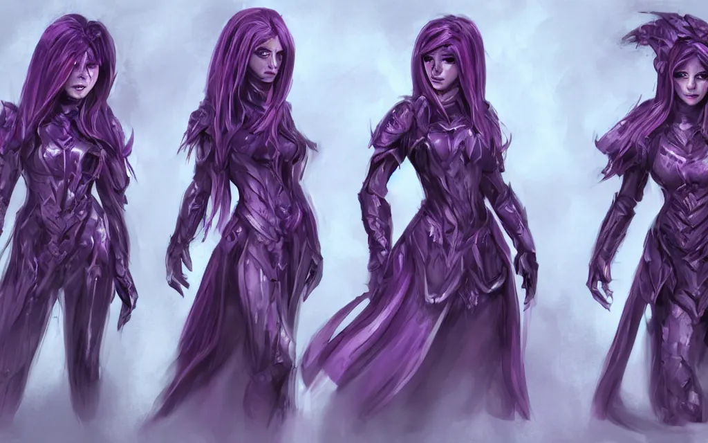 Prompt: valorant, concept art, purple, female, HD,