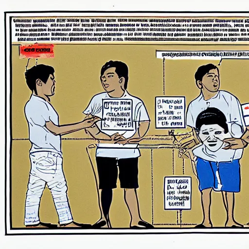 Image similar to diagram for a machine that turns you into a filipino, by raymond pettibon