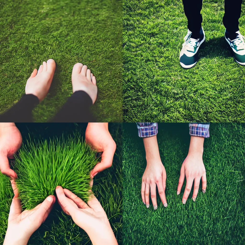 Prompt: a person about to touch grass