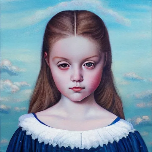 Prompt: Painting of a young girl by artist Jana Brike