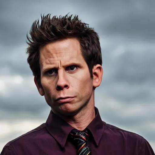 Prompt: dennis reynolds staring menacing into the camera