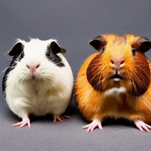 Prompt: two guinea pigs