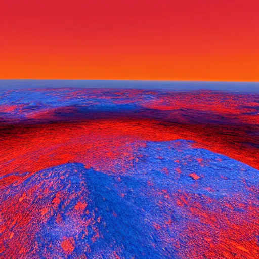 Prompt: A beautiful sunset on terraformed mars with a red sky and blue clouds, hyperrealistic, 8k, photorealistic