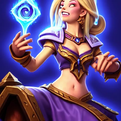 Prompt: Hearthstone official professional art. Closed eyes. A sorceress, wearing a robe casting a fire ball. Insanely logical & professional physical body parts (face, arms, legs, hair, insanely inflated hips, incredibly tiny waist). Full body realistic, sharp focus, 8k high definition, insanely detailed, intricate, elegant, smooth, sharp focus, illustration, ArtStation