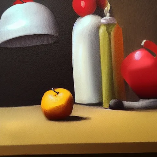 Image similar to concept art of still life painting with iphone