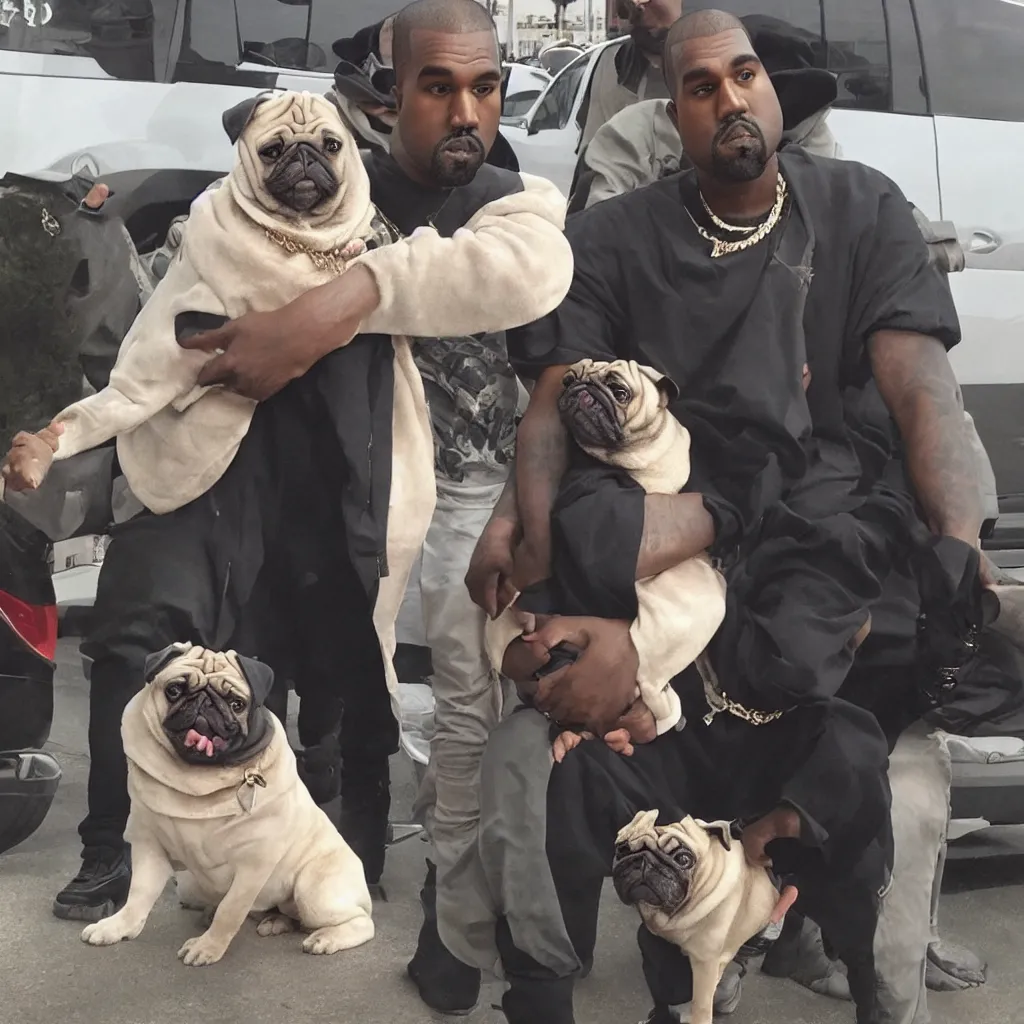 Prompt: kanye west and a pug