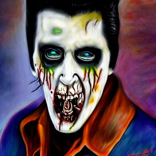 Image similar to UHD photorealistic Zombie Elvis in the style of tonalism