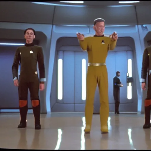 Image similar to data from startrek as a jedi master cinematic scene, wide angle, full body, 3 5 mm