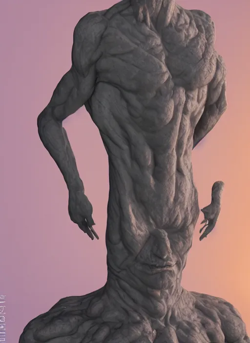 Image similar to a sculpture of a man standing next to a tall vase, a raytraced image by Hikari Shimoda, polycount, video art, vray tracing, ray tracing, rendered in unreal engine