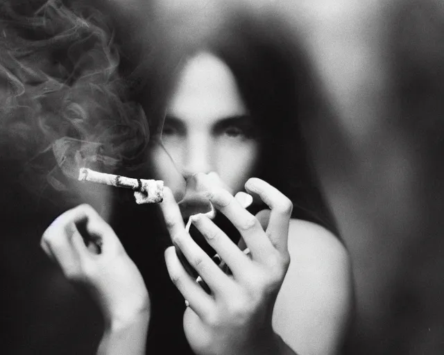 Image similar to a lomographic photo of woman hand with cigarette