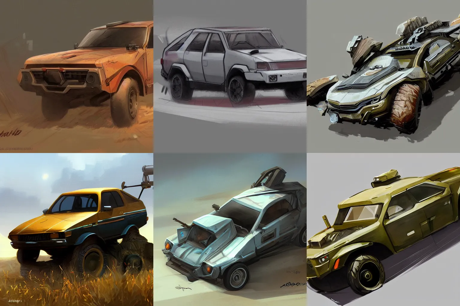 Prompt: a concept art of a vehicle, lada, artstation