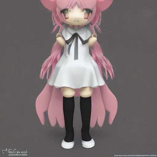Image similar to cute fumo plush of a fallen angel girl who serves the unnamable ones, eldritch, vray render, black and white