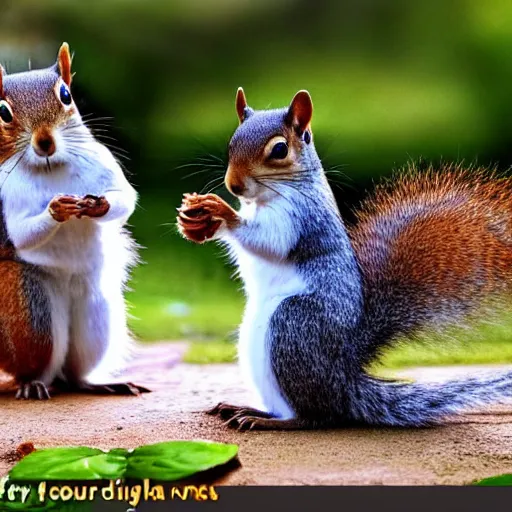 Image similar to cute furry squirrels dancing and cleaning moonlight and flowers