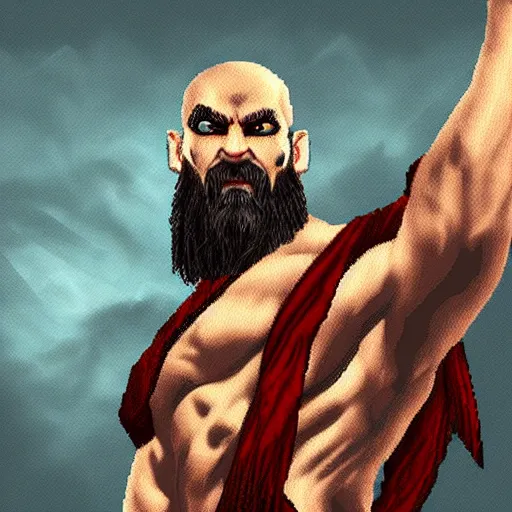 Image similar to pixel art of greek era kratos