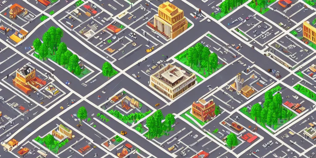Prompt: Manhattan in Sim City style, isometric perspective, highly detailed, pixelart