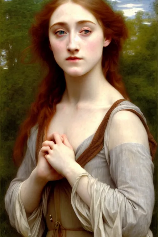 Image similar to saoirse ronan, painting by rossetti bouguereau, detailed art, artstation