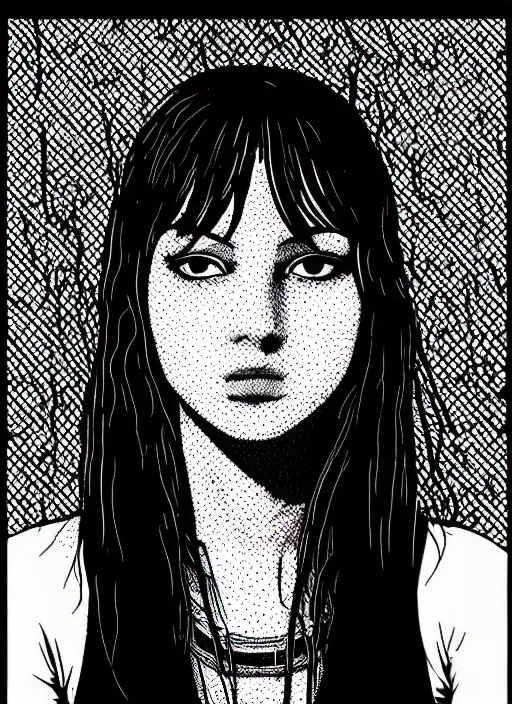 Image similar to a portrait of a pretty sewer punk young lady by apollonia saintclair