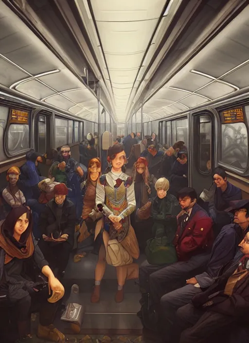 Prompt: perfectly - centered - portrait of an empty subway train, intricate, highly detailed, digital painting, artstation, concept art, smooth, sharp focus, illustration, unreal engine 5, 8 k, art by artgerm and greg rutkowski and alphonse mucha