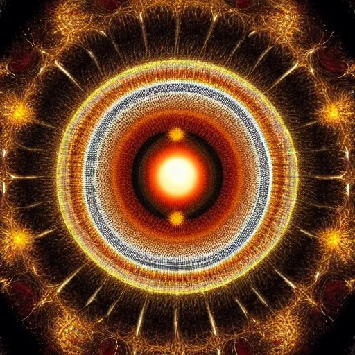 Image similar to inside of a black hole, fractal patterns,