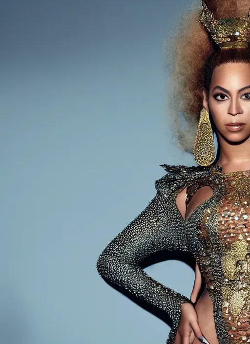 Prompt: music video still of beyonce styled by nick knight posing, showstudio,, full body shot, vogue magazine, canon, highly realistic. high resolution. highly detailed. dramatic. 8 k. 4 k.