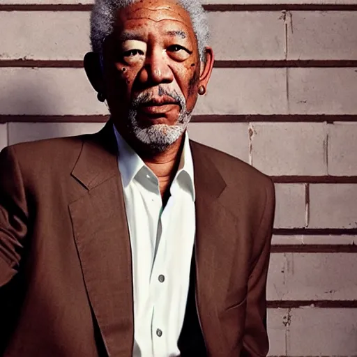 Prompt: causasian morgan freeman