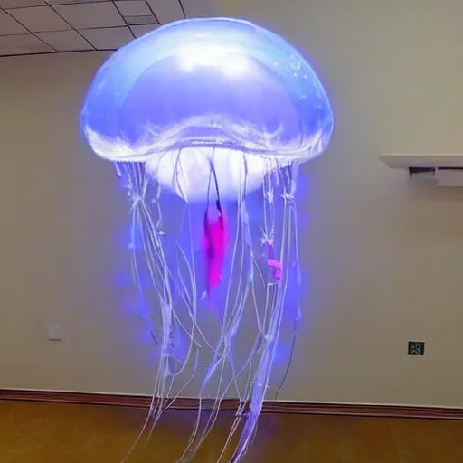 Image similar to A giant flying jellyfish spaceship, anime style