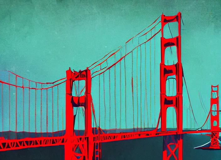 Prompt: Golden gate bridge, by Petros Afshar