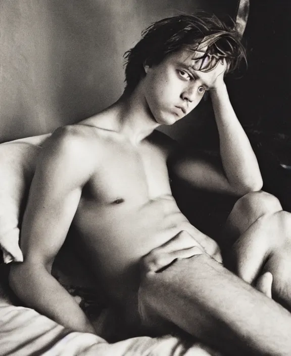 Image similar to portrait cole sprouse photographed by nan goldin