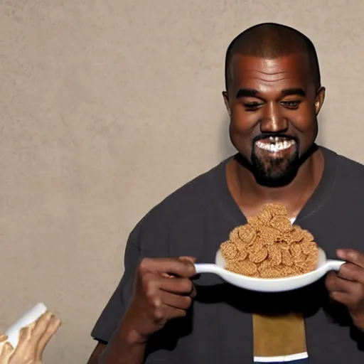 Prompt: Kanye west in cereal commercial