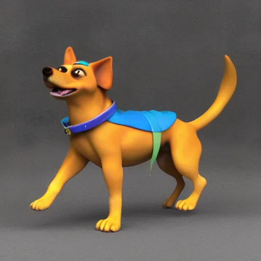 Image similar to 3 d render, high detal, pixar, goldador breed dog