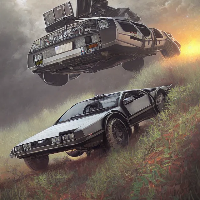 Prompt: delorean, industrial sci - fi, by mandy jurgens, ernst haeckel, james jean